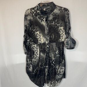3/$20 Bundle & Save! Elegant Animal Print Blouse in Black and Gray